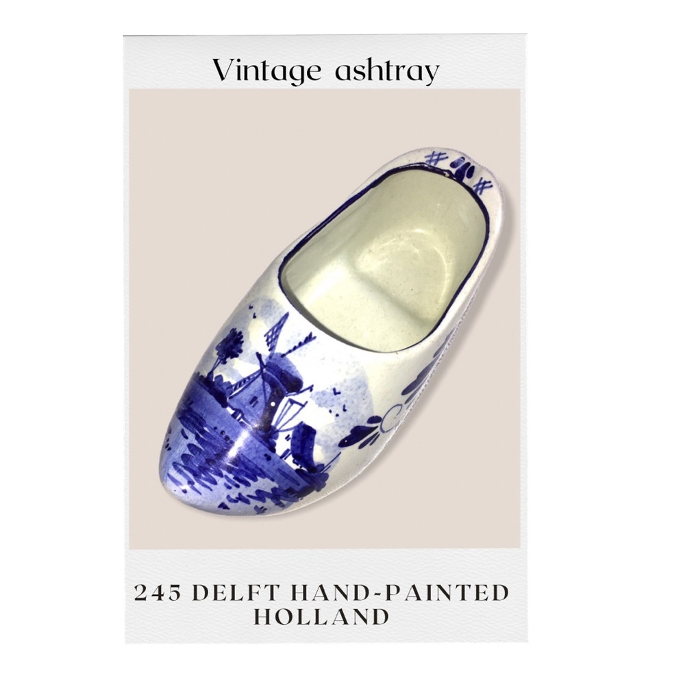 Vintage 245 Delfts Blue & White Hand Painted Holland Mini Dutch Shoes